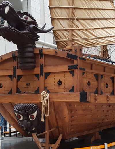 A replica of the Turtle Ship (scaled model 1:2.5) in the War Memorial of Korea Museum, Seoul