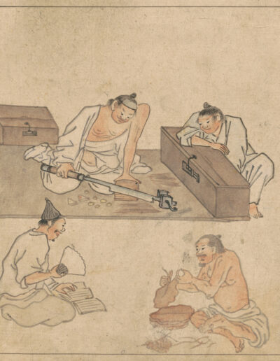 Shredding tobacco leaves © National Museum of Korea